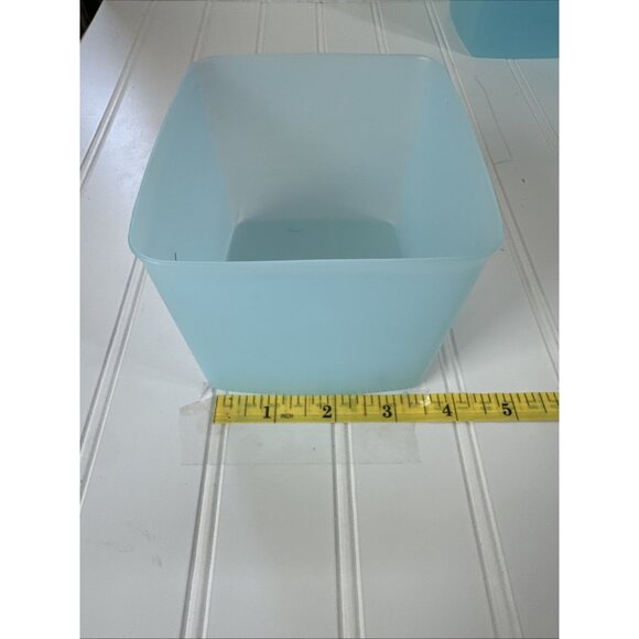 Vintage Tupperware Blue Square Round Freezer Containers 311 with Lids Set of 5 - Picture 4 of 15